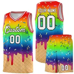 Rainbow Ice Cream Element Pattern Basketball Kits 1
