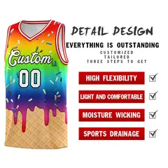 Rainbow Ice Cream Element Pattern Basketball Kits 2