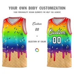 Rainbow Ice Cream Element Pattern Basketball Kits 3