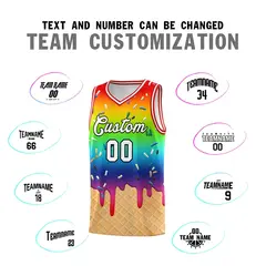 Rainbow Ice Cream Element Pattern Basketball Kits 4