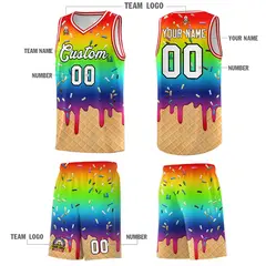 Rainbow Ice Cream Element Pattern Basketball Kits 5