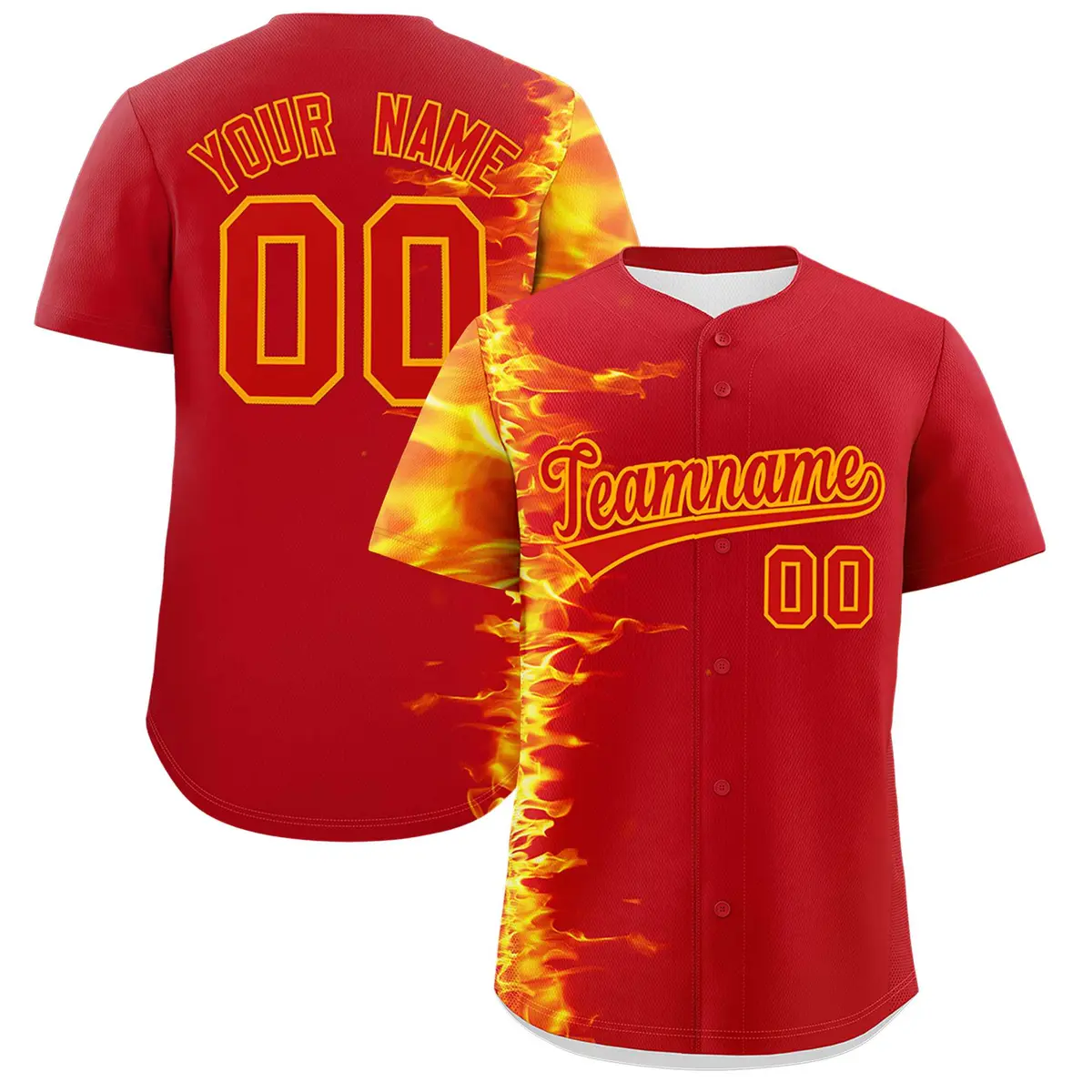 Red 3D Flame Authentic Baseball Jersey