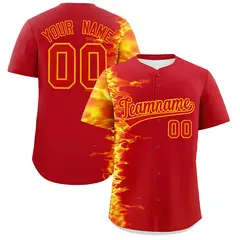 Red 3D Flame Authentic Baseball Jersey 1