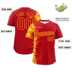 Red 3D Flame Authentic Baseball Jersey 2