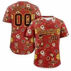 Red 3D Graffiti Pattern Authentic Baseball Jersey