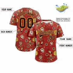 Red 3D Graffiti Pattern Authentic Baseball Jersey 2