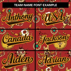 Red 3D Graffiti Pattern Authentic Baseball Jersey 3