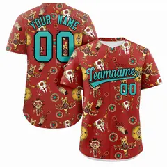 Red 3D Graffiti Pattern Authentic Baseball Jersey