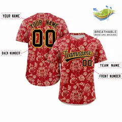 Red 3D Graffiti Pattern Authentic Baseball Jersey 2