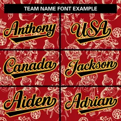 Red 3D Graffiti Pattern Authentic Baseball Jersey 3