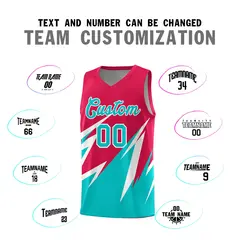 Red Abstract Mountain Pattern Basketball Jersey 3