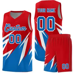 Red Abstract Mountain Pattern Basketball Jersey 1