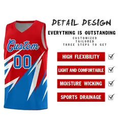 Red Abstract Mountain Pattern Basketball Jersey 2