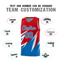 Red Abstract Mountain Pattern Basketball Jersey 3