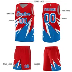 Red Abstract Mountain Pattern Basketball Jersey 4