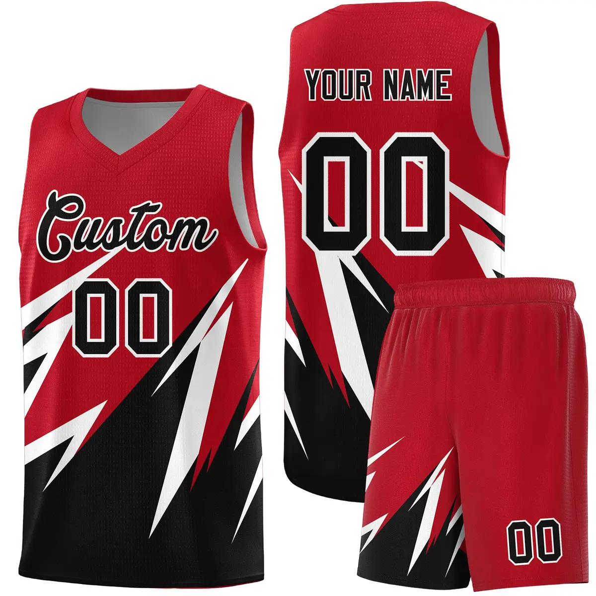 Red Abstract Mountain Pattern Basketball Jersey