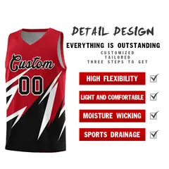 Red Abstract Mountain Pattern Basketball Jersey 2