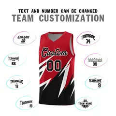 Red Abstract Mountain Pattern Basketball Jersey 3