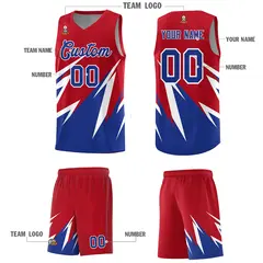 Red Abstract Mountain Pattern Basketball Jersey 4