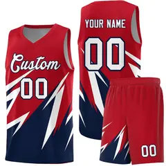 Red Abstract Mountain Pattern Basketball Jersey