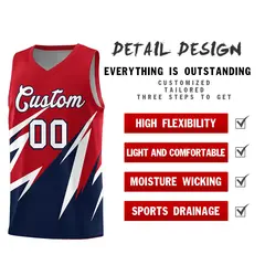 Red Abstract Mountain Pattern Basketball Jersey 2