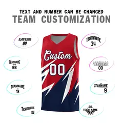Red Abstract Mountain Pattern Basketball Jersey 3