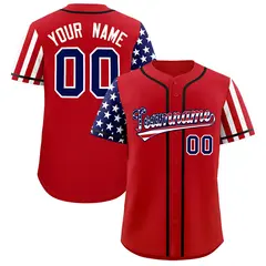 Red American Flag Design Baseball Jersey