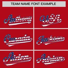 Red American Flag Design Baseball Jersey 3