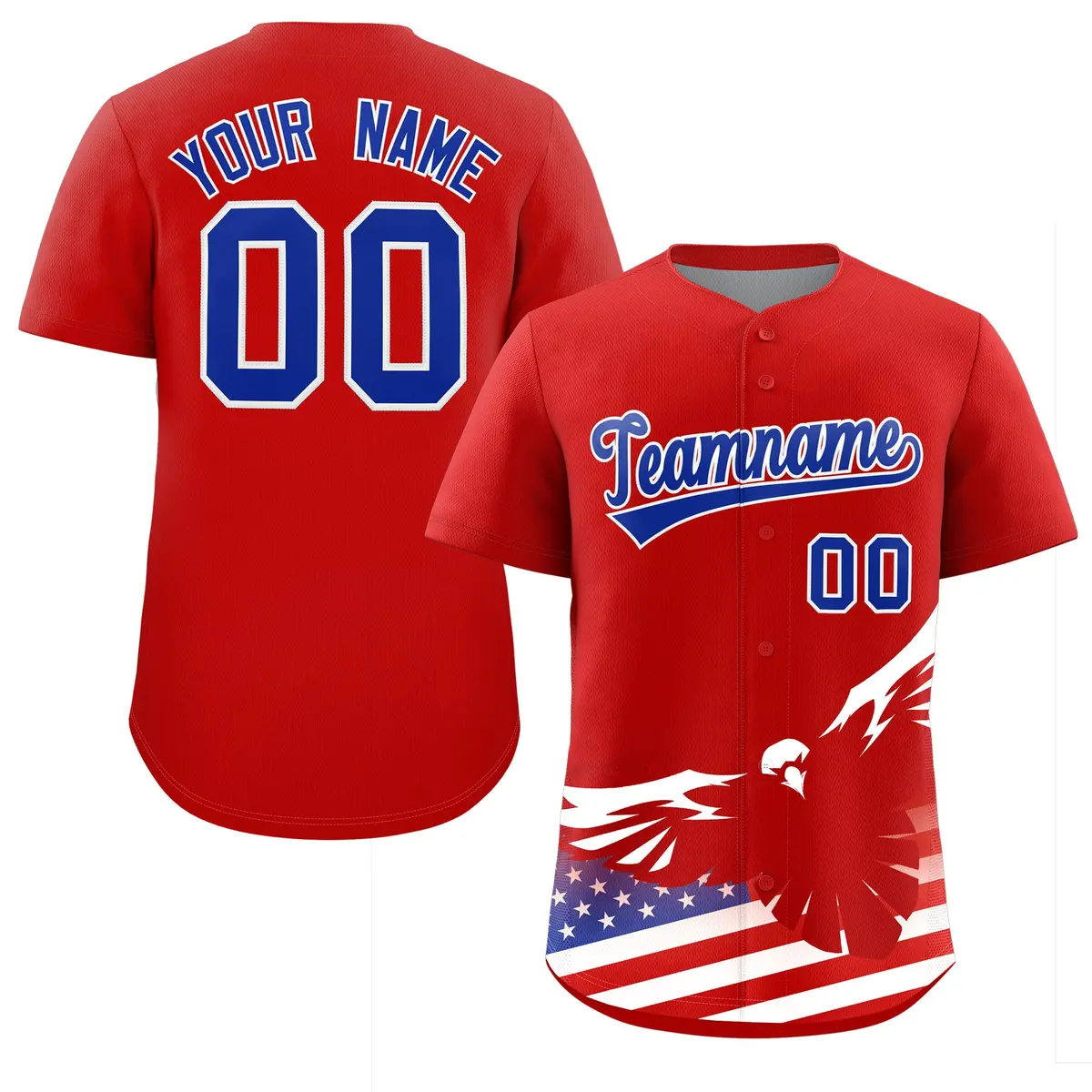 Red American Flag Eagle Baseball Jersey