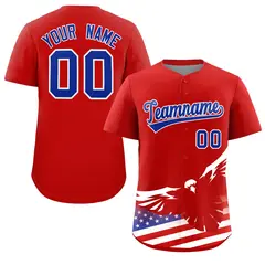 Red American Flag Eagle Baseball Jersey