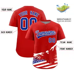Red American Flag Eagle Baseball Jersey 2