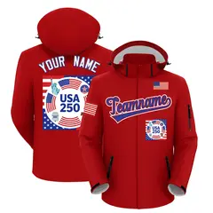 Red American Flag Independence Day Waterproof Jacket