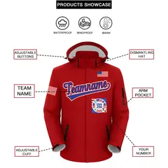 Red American Flag Independence Day Waterproof Jacket 2
