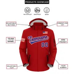 Red American Flag Independence Day Waterproof Jacket 2