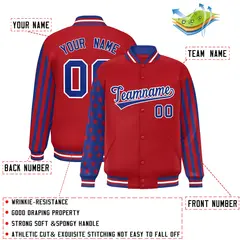 Red American Flag Raglan Sleeves Varsity Full-Snap Letterman Bomber Jacket 2