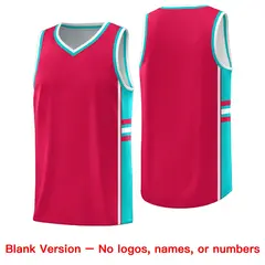 Red Aqua Classic Color Block Varsity Basketball Jersey 6