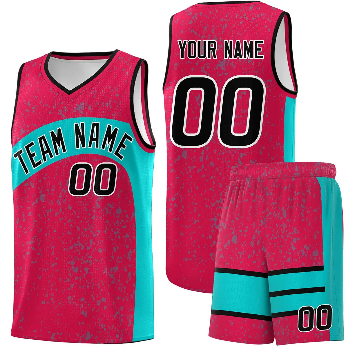 Red Aqua Dot Graffiti Irregular Pattern Basketball Jersey