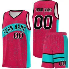 Red Aqua Dot Graffiti Irregular Pattern Basketball Jersey 1