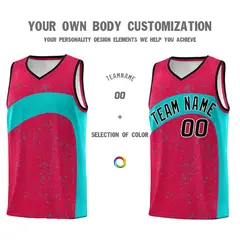 Red Aqua Dot Graffiti Irregular Pattern Basketball Jersey 3