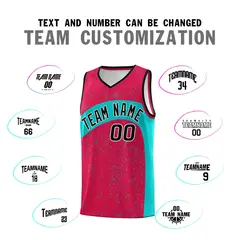 Red Aqua Dot Graffiti Irregular Pattern Basketball Jersey 4