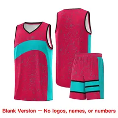 Red Aqua Dot Graffiti Irregular Pattern Basketball Jersey 7