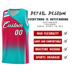 Red Aqua Gradient Fashion Sports Uniform Basketball Jersey 2