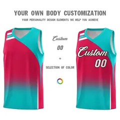 Red Aqua Gradient Fashion Sports Uniform Basketball Jersey 3