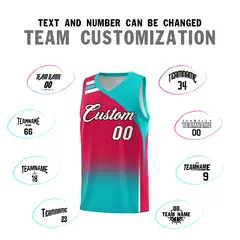 Red Aqua Gradient Fashion Sports Uniform Basketball Jersey 4
