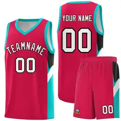 Red Aqua Side Design Basketball Jersey Sports Uniform