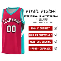 Red Aqua Side Design Basketball Jersey Sports Uniform 2