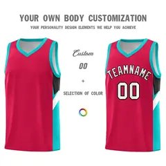 Red Aqua Side Design Basketball Jersey Sports Uniform 3