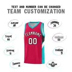 Red Aqua Side Design Basketball Jersey Sports Uniform 4