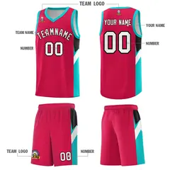Red Aqua Side Design Basketball Jersey Sports Uniform 5