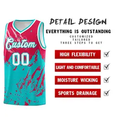 Red Aqua Snow Mountain Beast Pattern Basketball Jersey 2